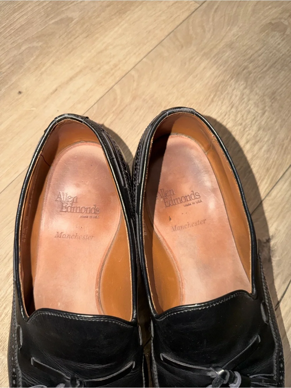 Allen Edmonds Manchester Black Leather Tassel Wingtip Loafers Size 10.5 D 8507